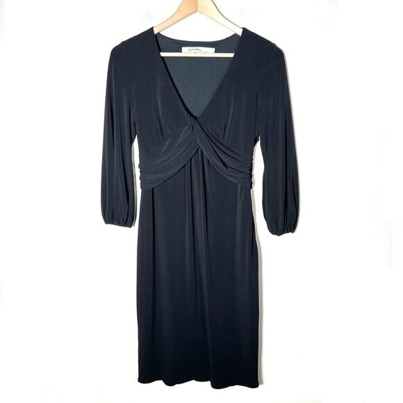 Laundry by Design black long sleeve V-neck sheath dress size 4? B100 - Picture 1 of 3